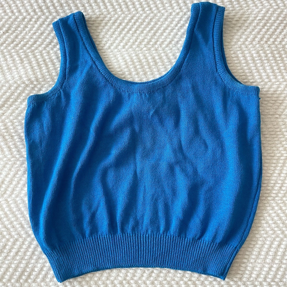 St. john | Blue Knit Sleeveless Tank Top